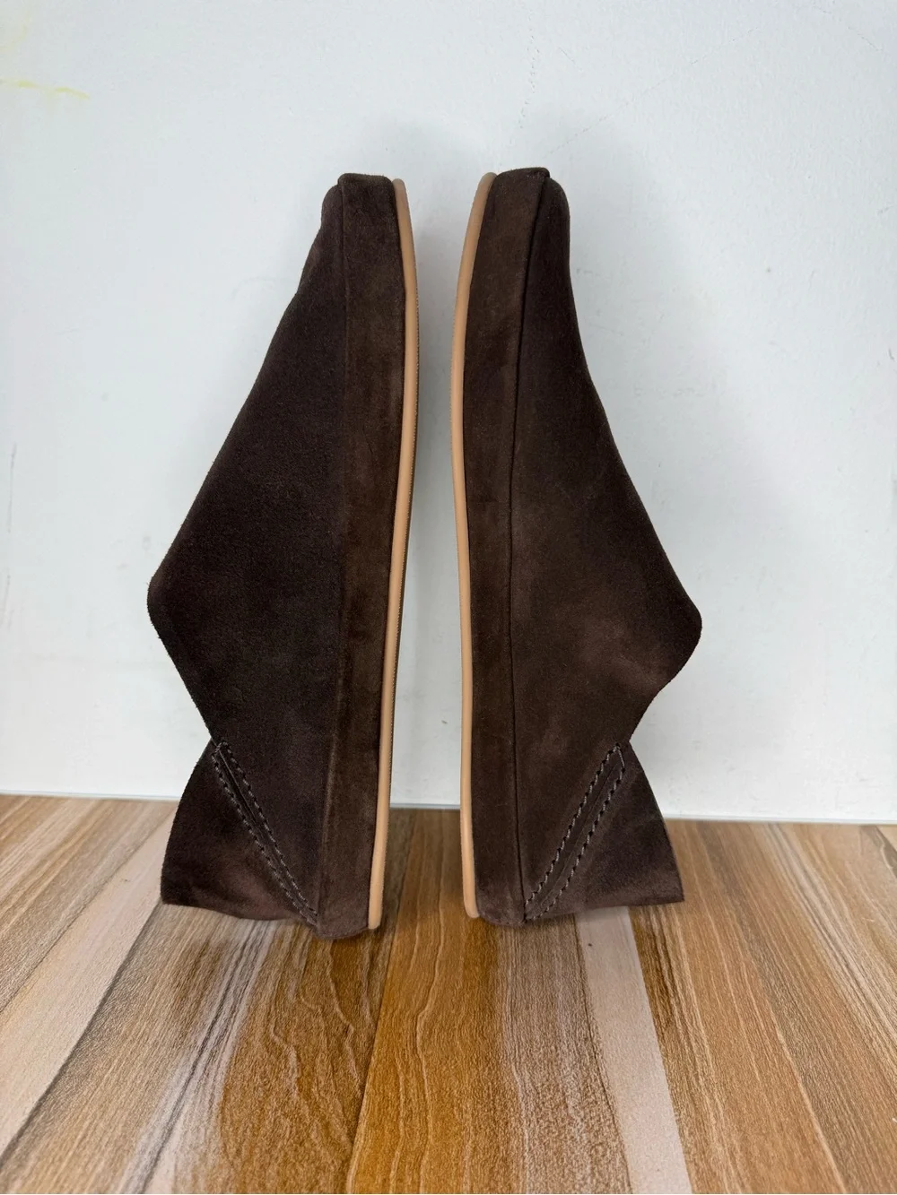 MULO Foldable Suede Slip On Loafers Handmade Men’s US Size 8 Dark Brown